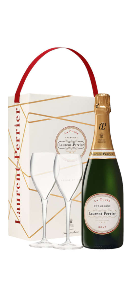 Champagne Laurent-Perrier - La Cuvée Brut & 2 flûtes - AOP Champagne - Blanc