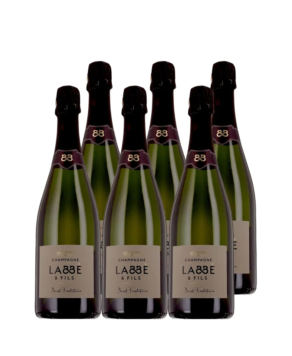 Champagne Labbé & Fils - Brut Tradition 1er Cru - Un champagne royal - 6 bouteilles - AOP Champagne - Blanc