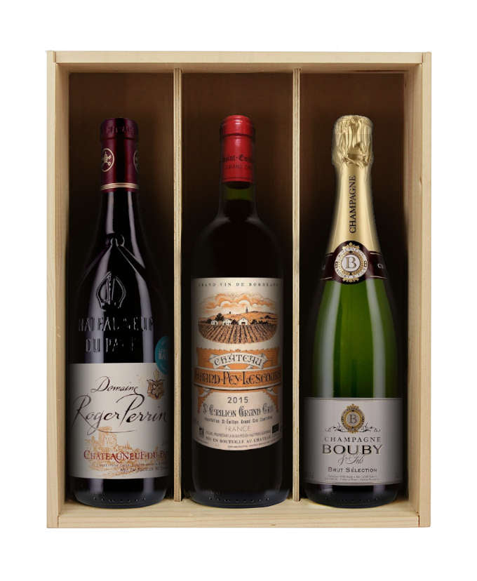 Cuvées Prestiges à travers la France - 3 bouteilles & caisse bois