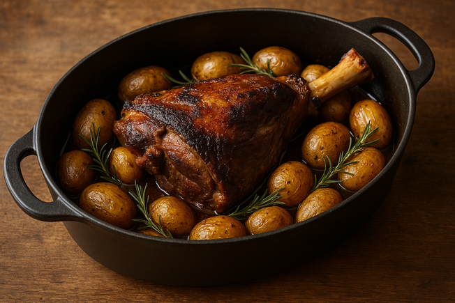 Plat de l'agneau cuit